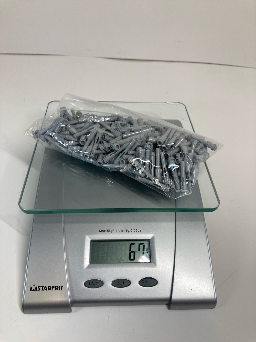 LEGO Bulk Light Blueish Gray Technic Pin Flick Missile 2L Bar 65g Parts